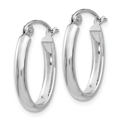 10k White Gold Polished 2.75mm Oval Tube Hoop Earrings