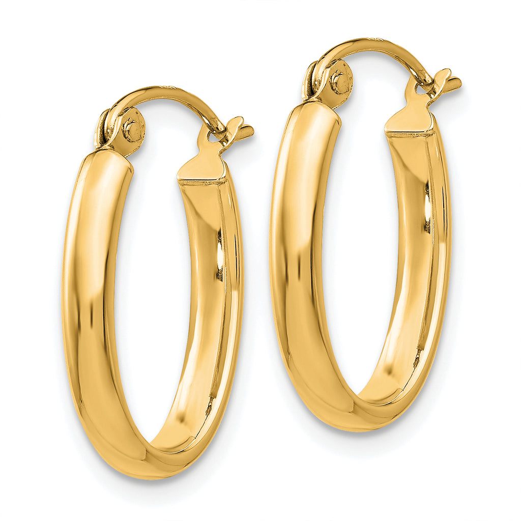 10k Polished 2.75mm Oval Tube Hoop Earrings