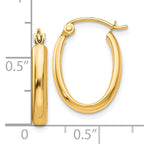 10k Polished 2.75mm Oval Tube Hoop Earrings