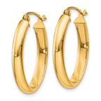 10k Polished 3.75mm Oval Tube Hoop Earrings