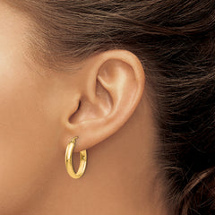 10k Polished 3.75mm Oval Tube Hoop Earrings