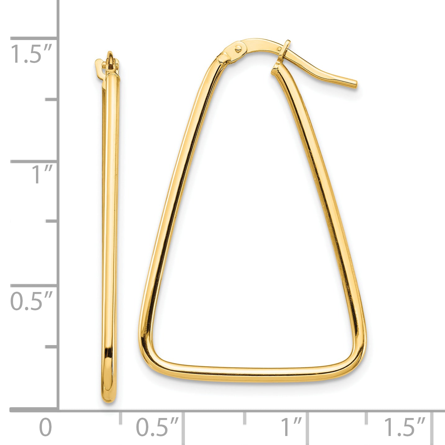 10k 1.5mm Polished Triangle Dangle Hoop Earrings