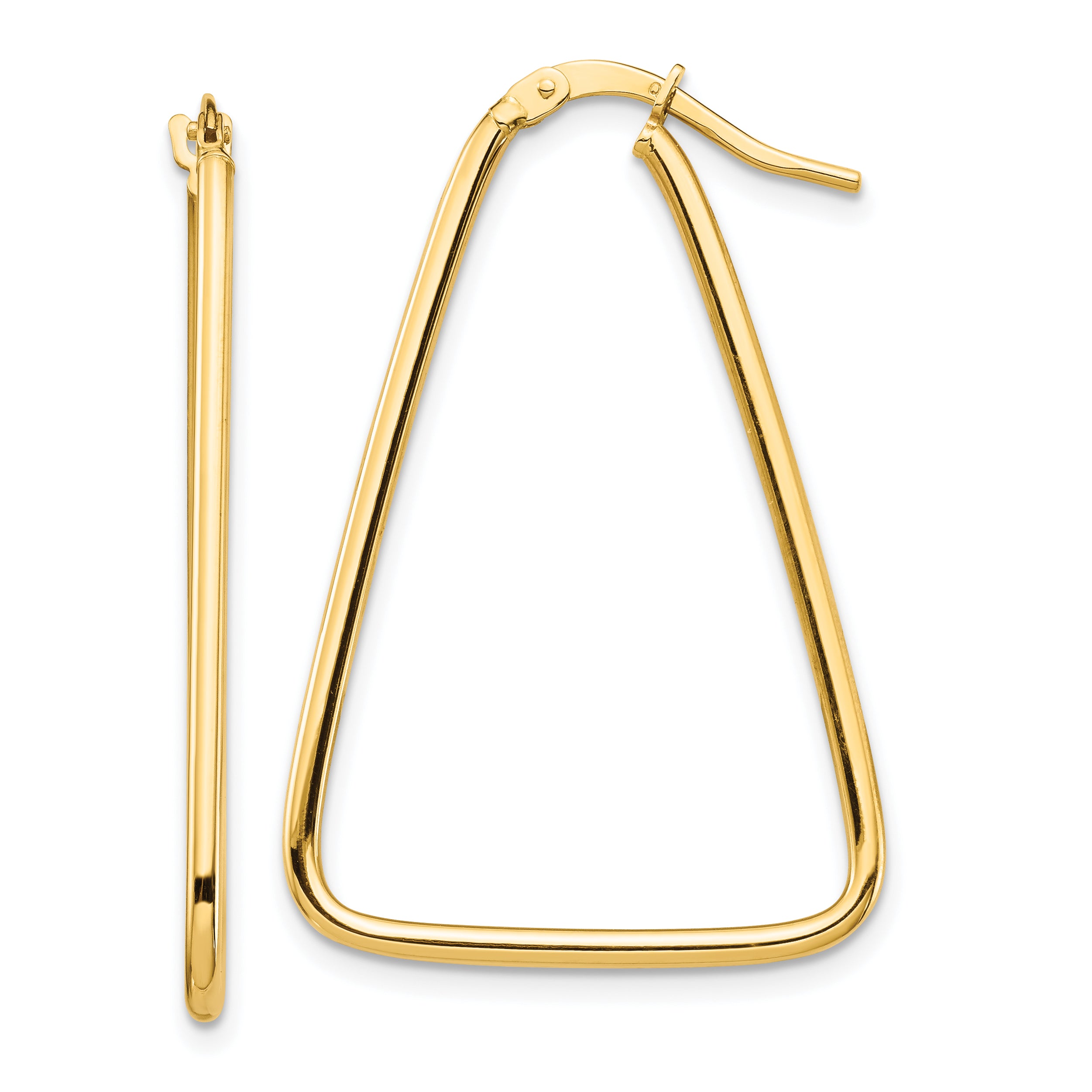 10k 1.5mm Polished Triangle Dangle Hoop Earrings