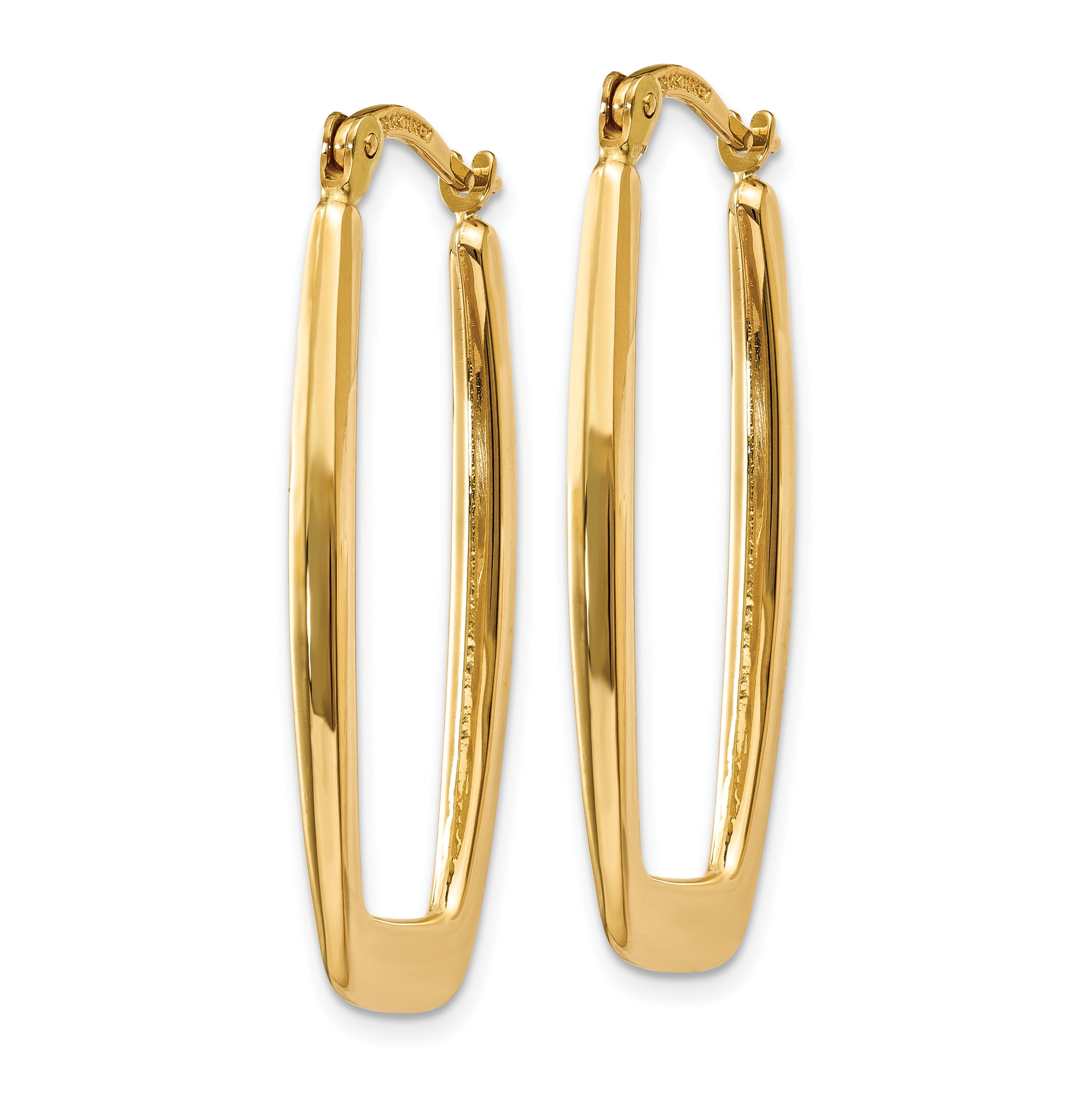 10k Polished 2.25mm Rectangle Hoop Earrings Secondary image