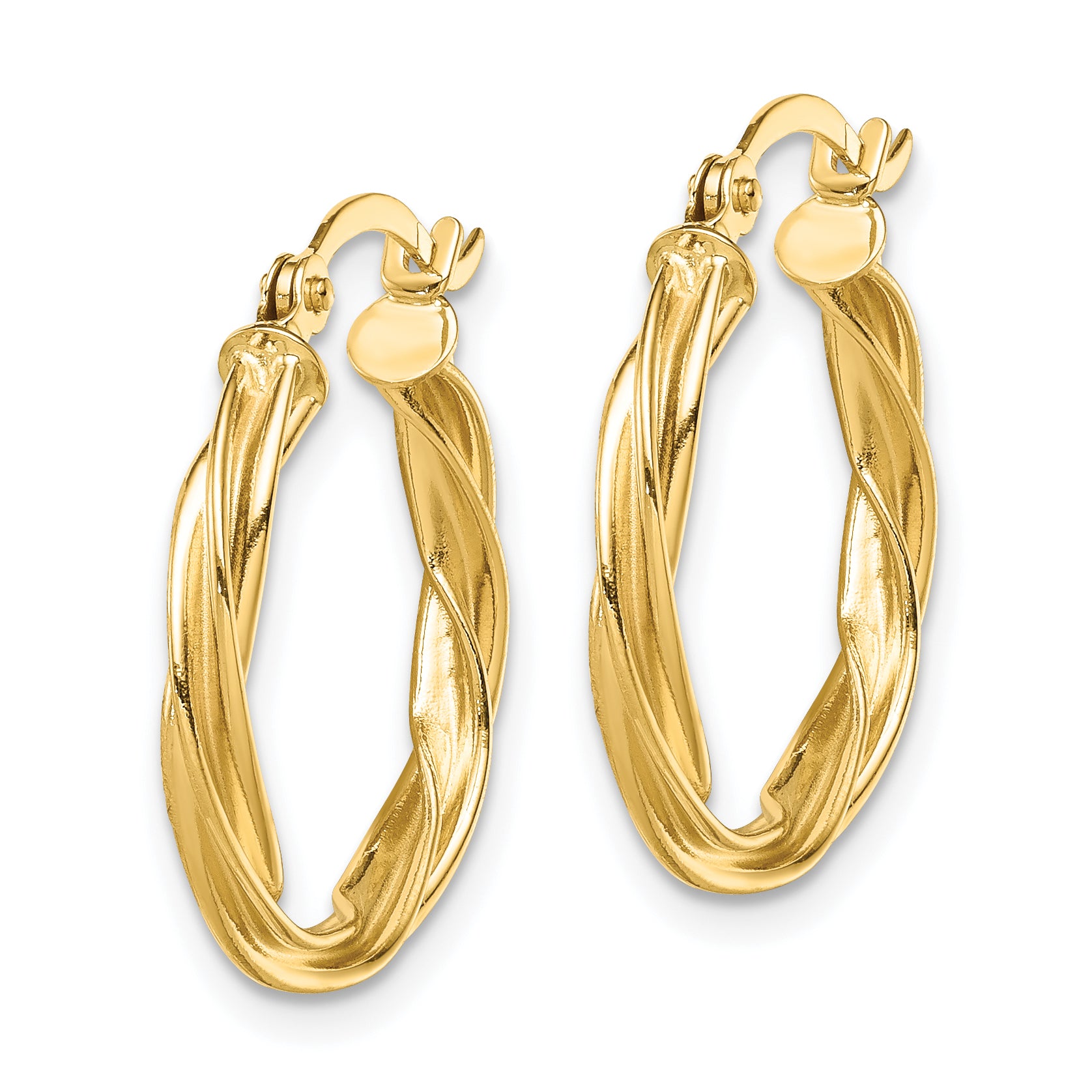 10k Polished Twisted 2.5mm Hoop Earrings Secondary image