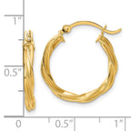10k Polished Twisted 2.5mm Hoop Earrings