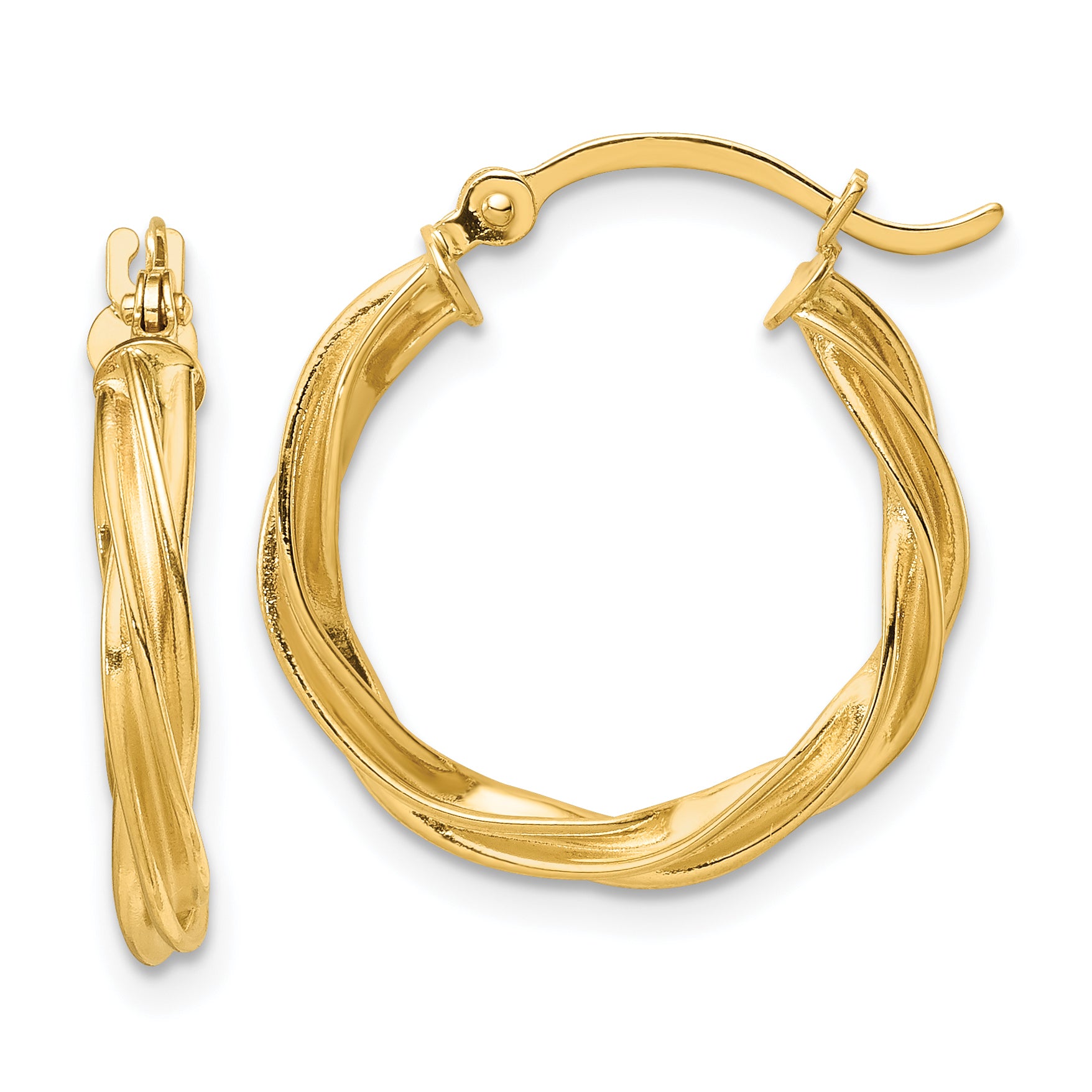 10k Polished Twisted 2.5mm Hoop Earrings Main image