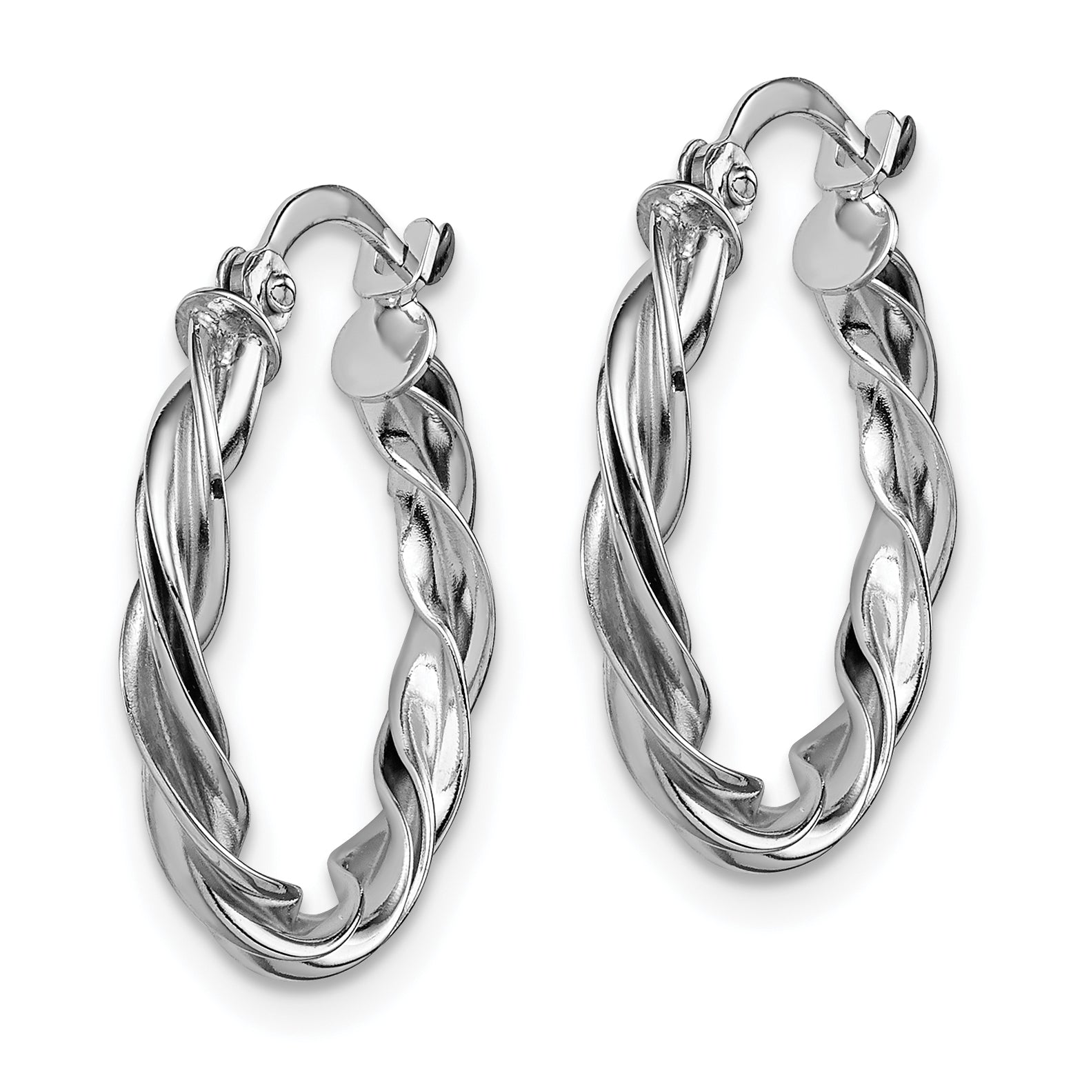 10k White Gold Polished Twisted Hoop Earrings Secondary image