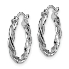 10k White Gold Polished Twisted Hoop Earrings
