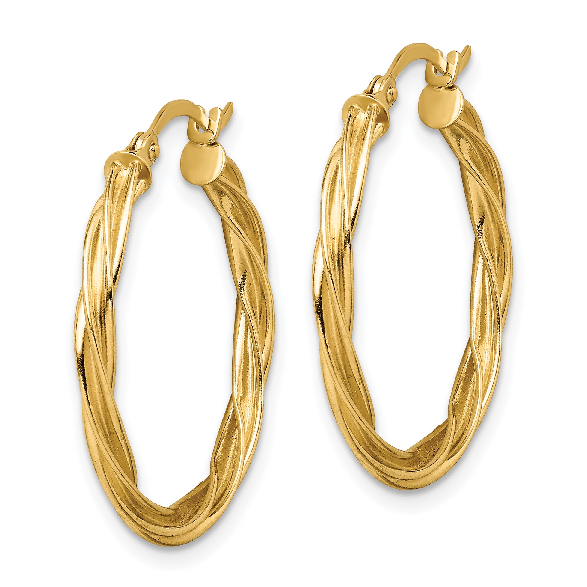10k Polished Twisted 2.5mm Hoop Earrings Secondary image