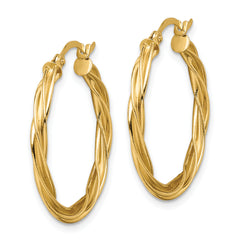 10k Polished Twisted 2.5mm Hoop Earrings