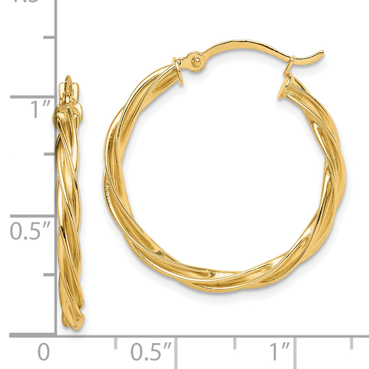 10k Polished Twisted 2.5mm Hoop Earrings