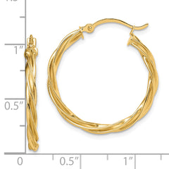 10k Polished Twisted 2.5mm Hoop Earrings