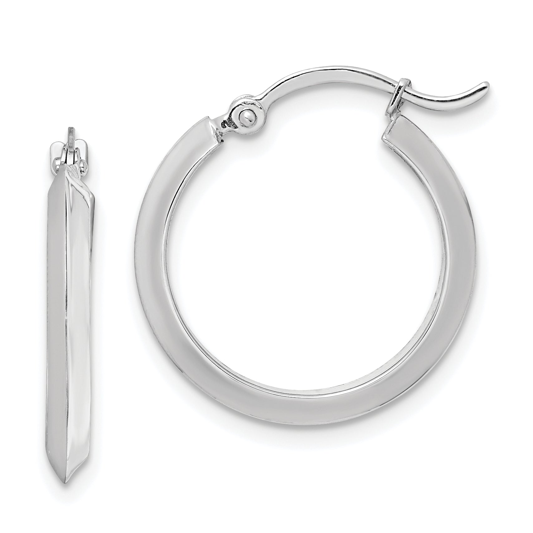 10k White Gold Polished Hoop Earrings Main image