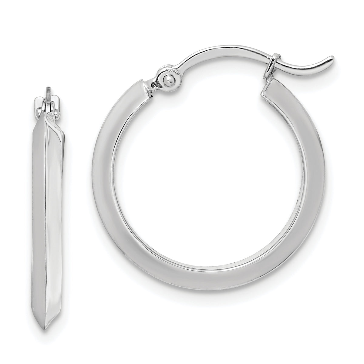10k White Gold Polished Hoop Earrings
