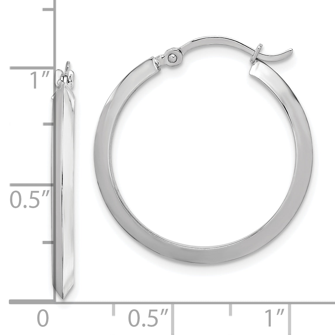 10k White Gold Polished Hoop Earrings