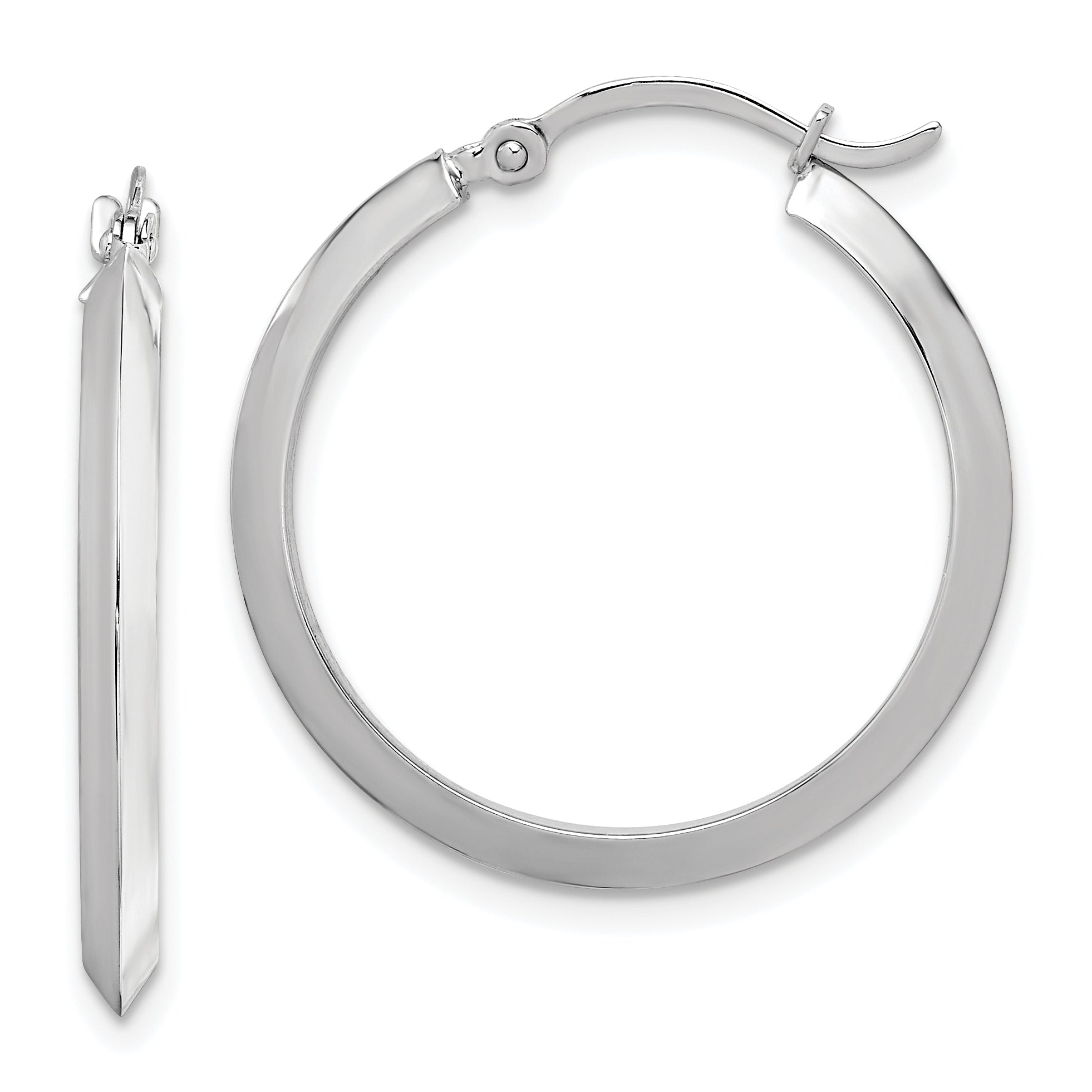 10k White Gold Polished Hoop Earrings Main image