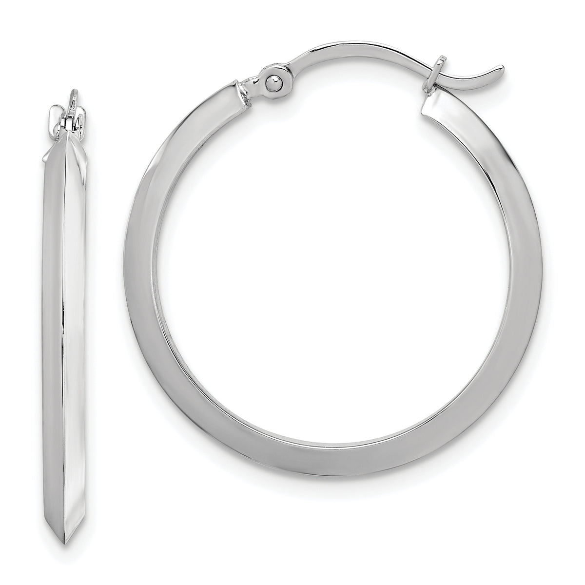 10k White Gold Polished Hoop Earrings