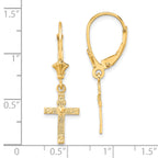 10K Textured Heart In Cross Leverback Earrings