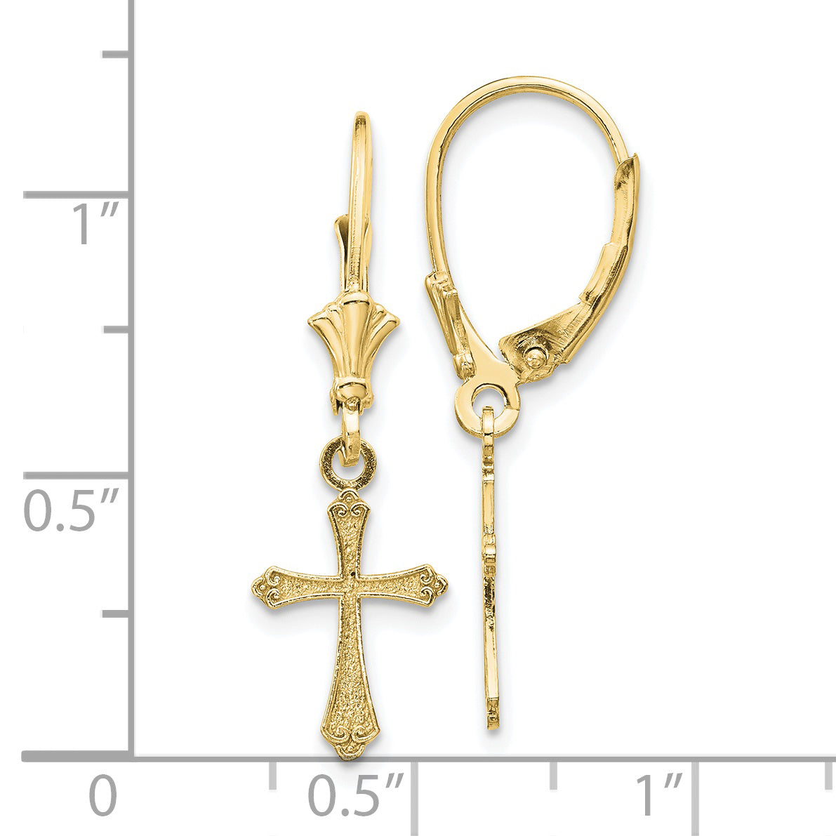 10k Cross Leverback Earrings