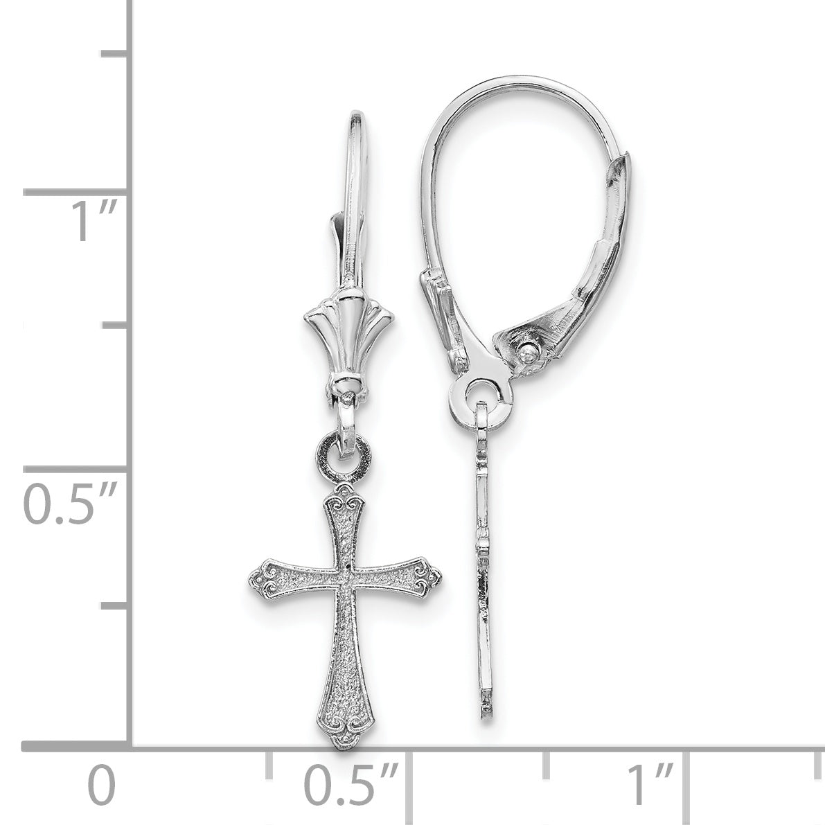 10k White Gold Cross Leverback Earrings Secondary image