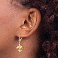 10K Small Fleur-de-Lis Leverback EARRINGS