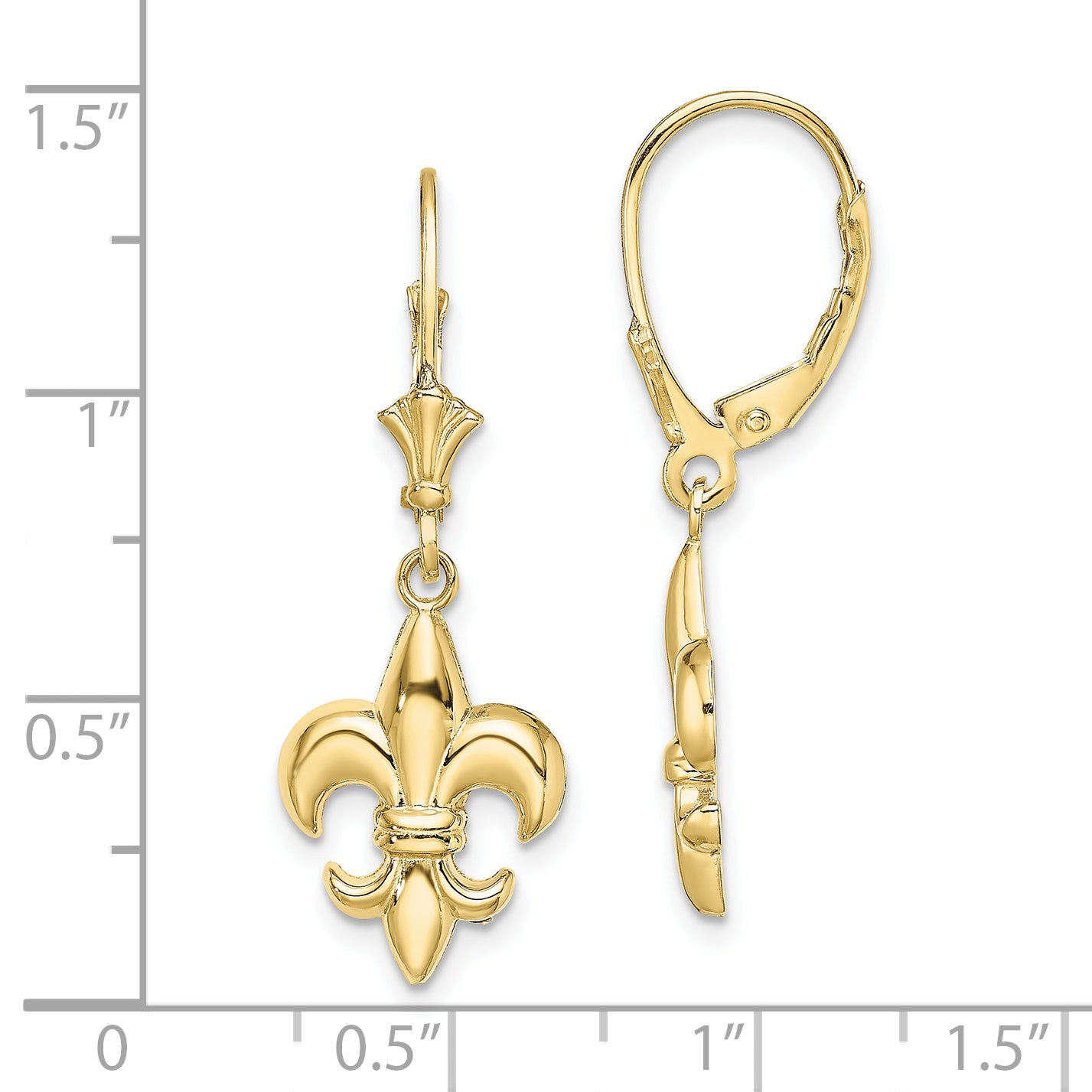 10K Small Fleur-de-Lis Leverback EARRINGS