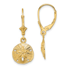 10K Polished Sand Dollar Leverback Earrings