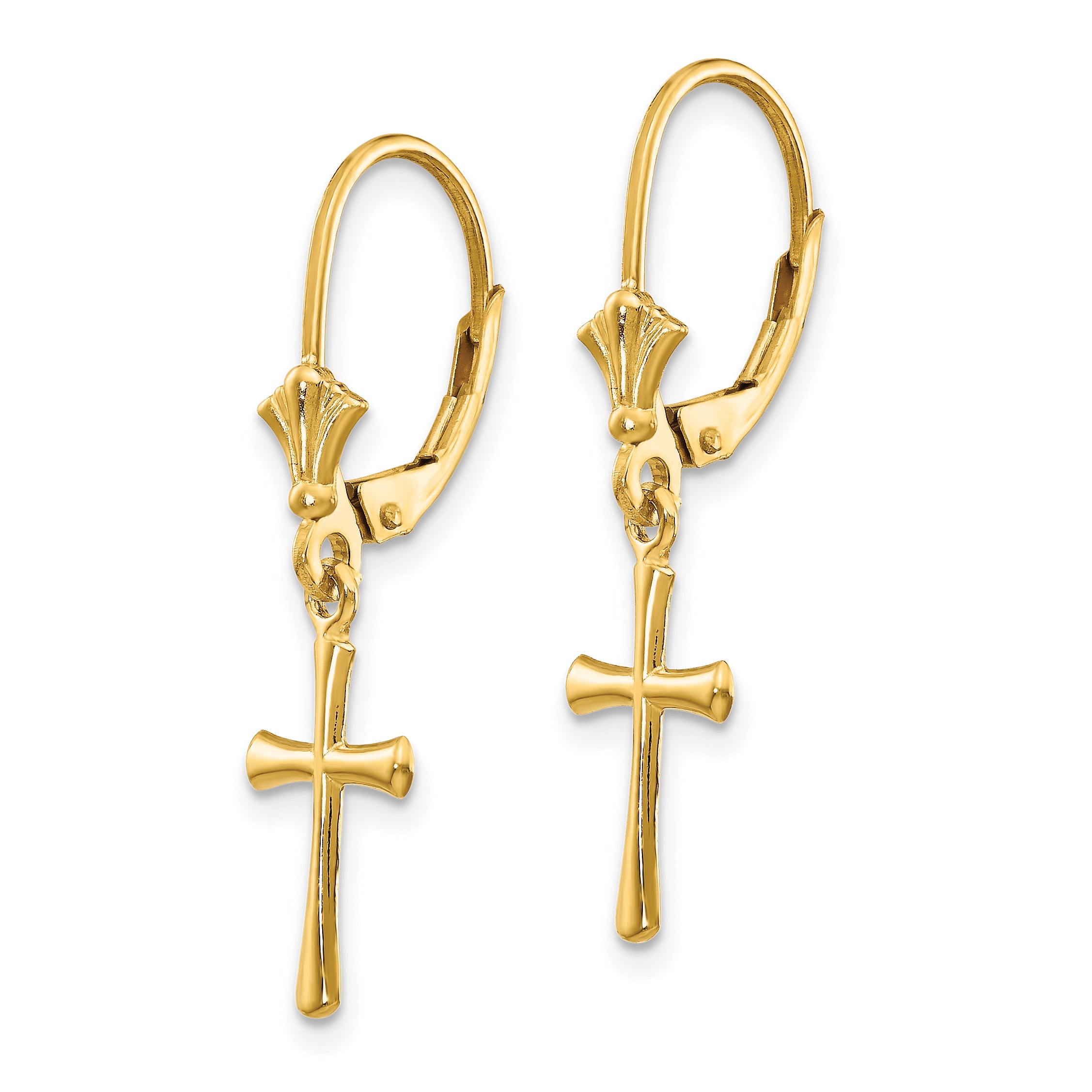 10K Cross Leverback Earrings Secondary image
