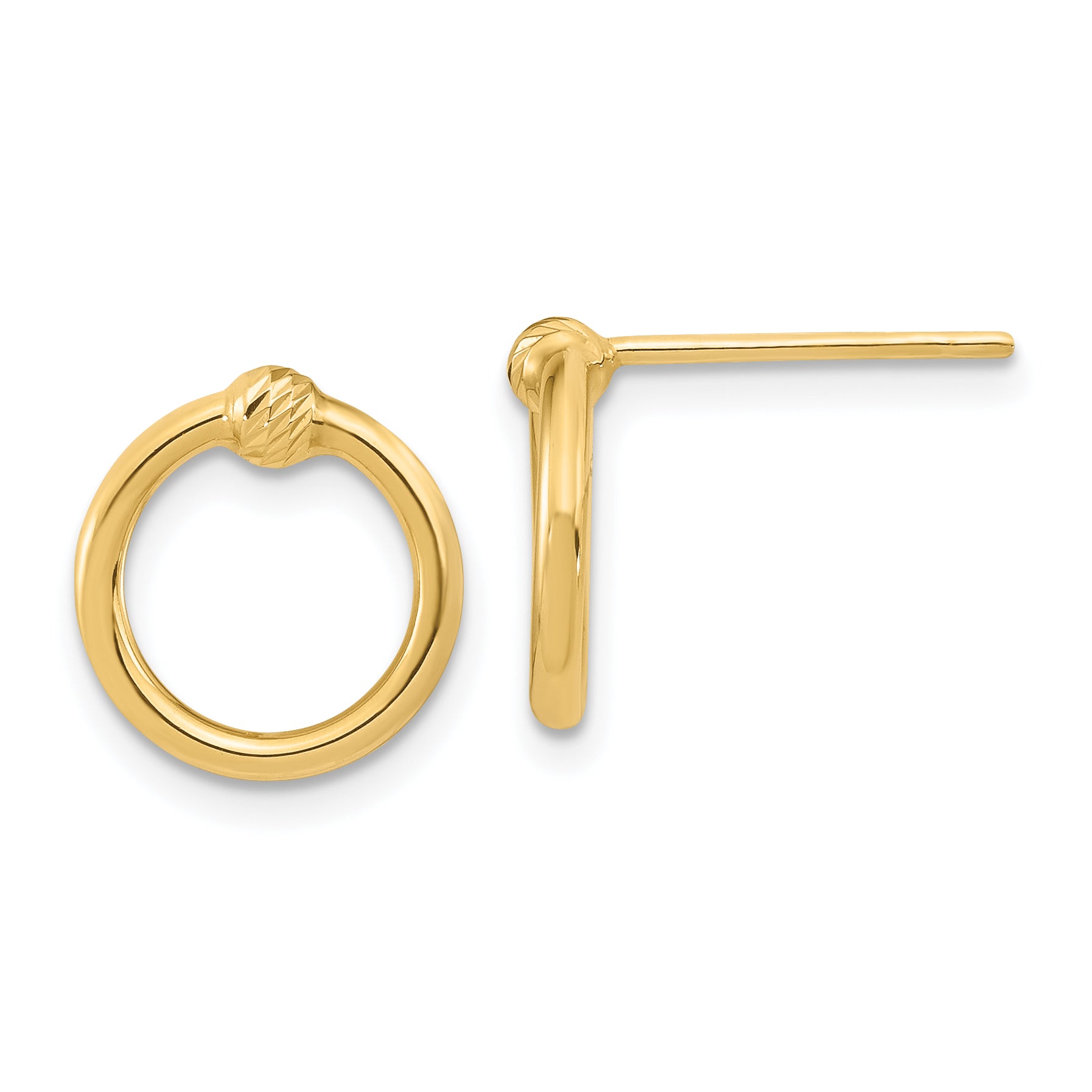 10k Polished & D/C Circle Post Earrings Main image