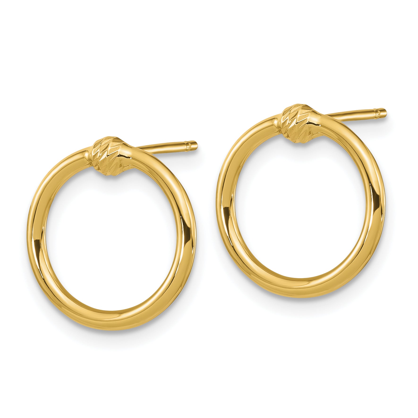 10k Polished & D/C Circle Post Earrings Secondary image