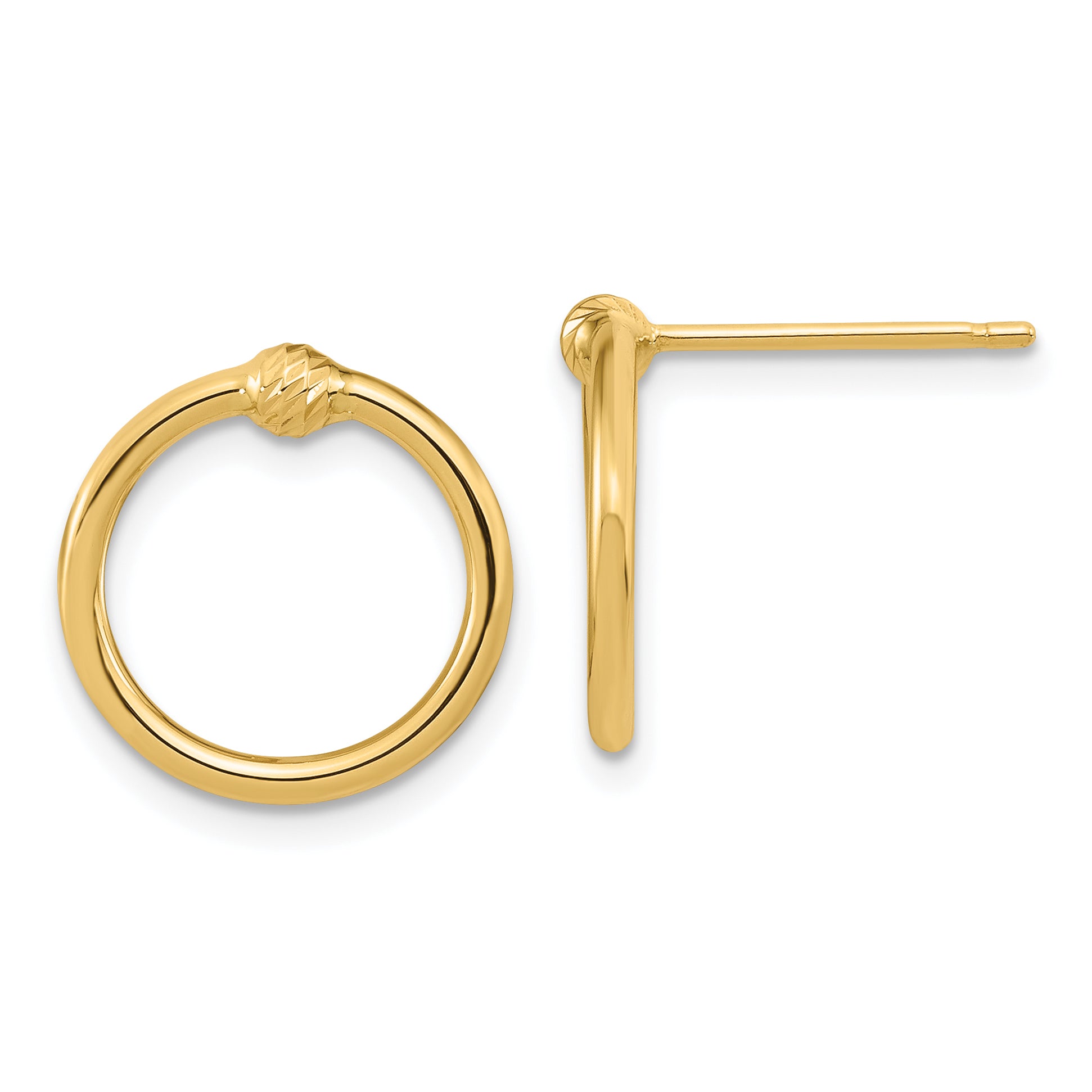 10k Polished & D/C Circle Post Earrings Main image