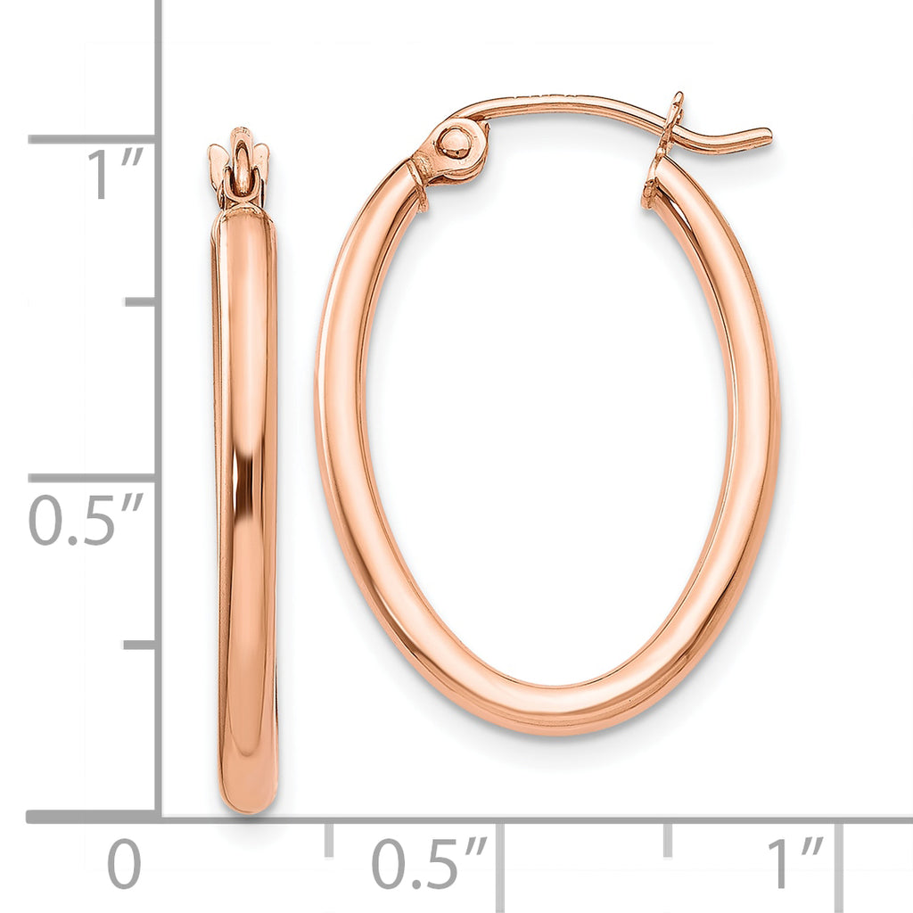10k Rose Gold Oval Hoop Earrings