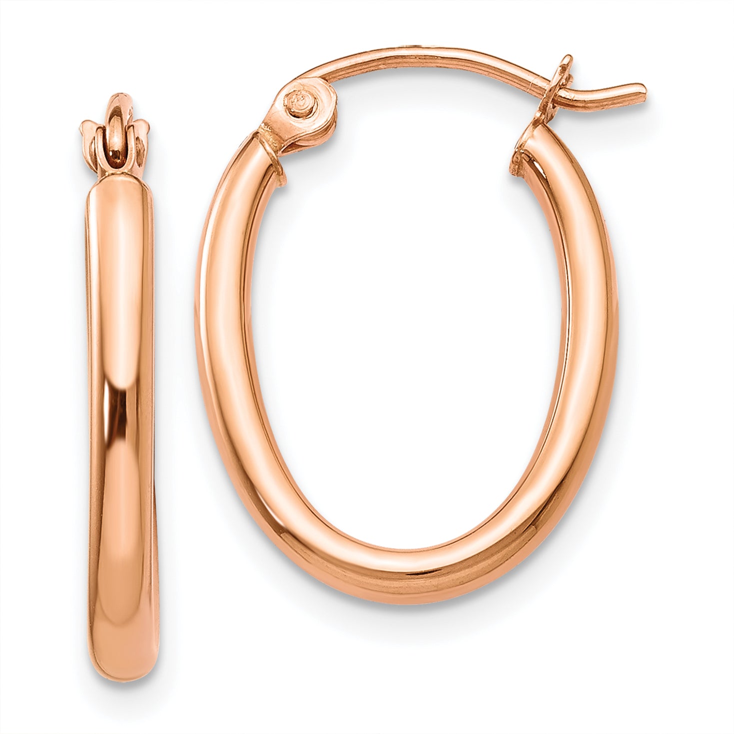 10k Rose Gold Oval Hoop Earrings Main image