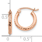 10K Rose Gold Lightweight Diamond-cut Hoop Earrings
