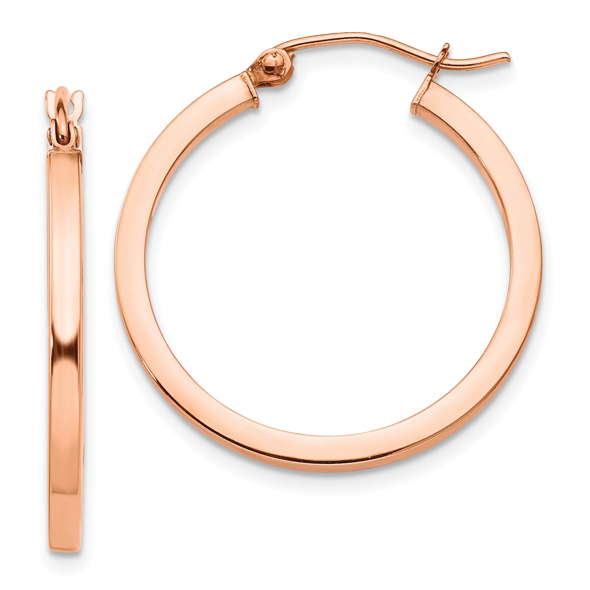 10k Rose Gold Lightweight Square Tube Hoop Earrings Main image