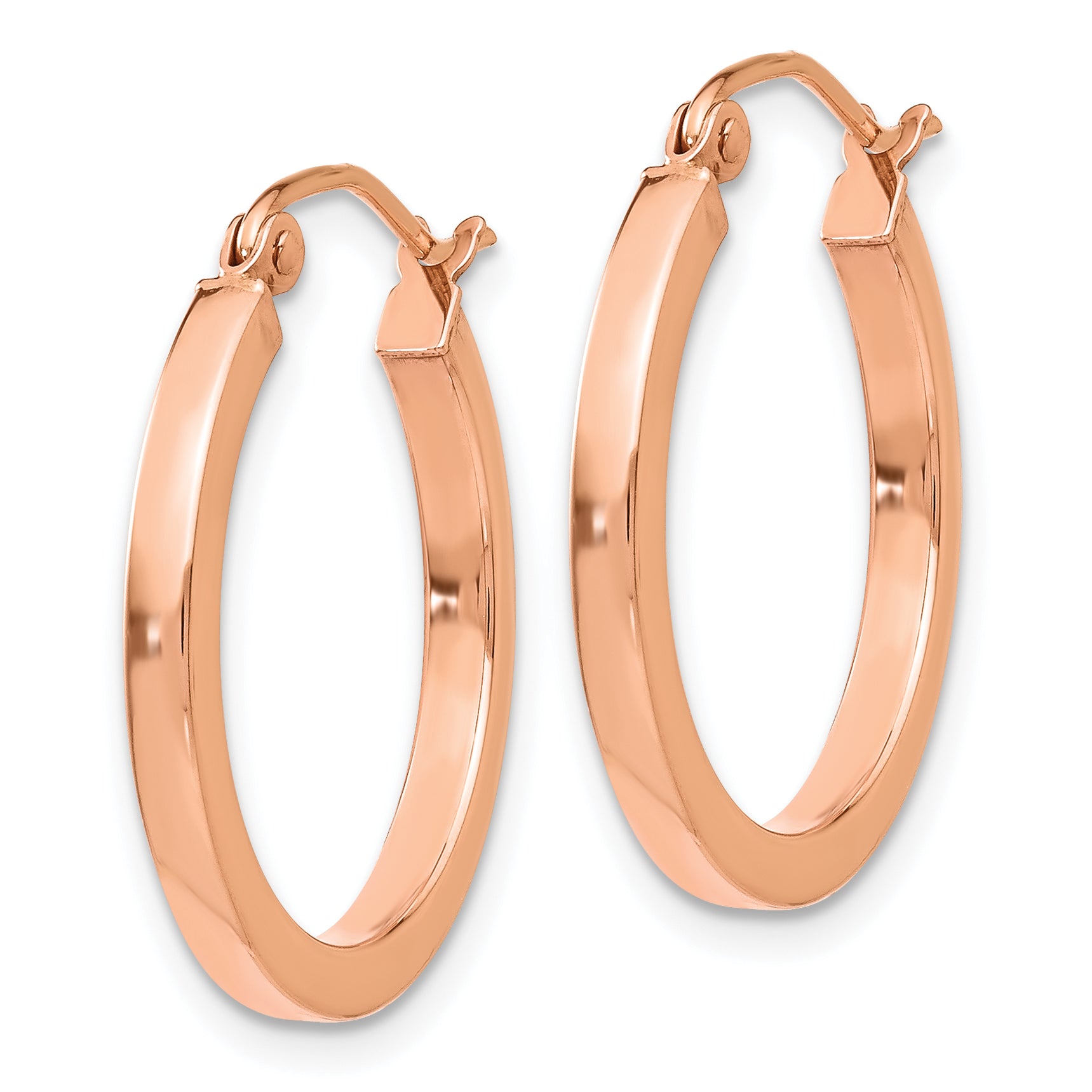 10k Rose Gold Lightweight Square Tube Hoop Earrings Secondary image