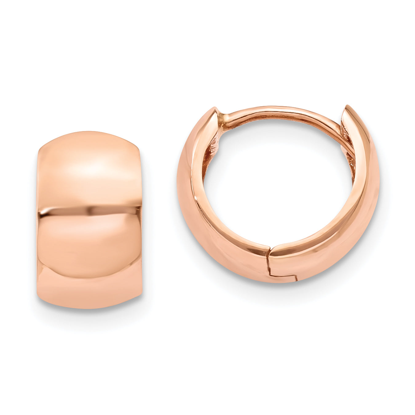 10k Rose Gold Round Hinged Hoop Earrings Main image