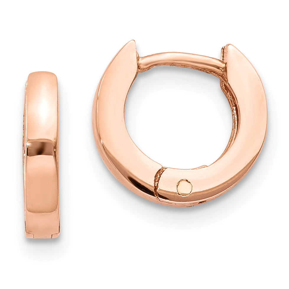10k Rose Gold Round Hinged Hoop Earrings Main image