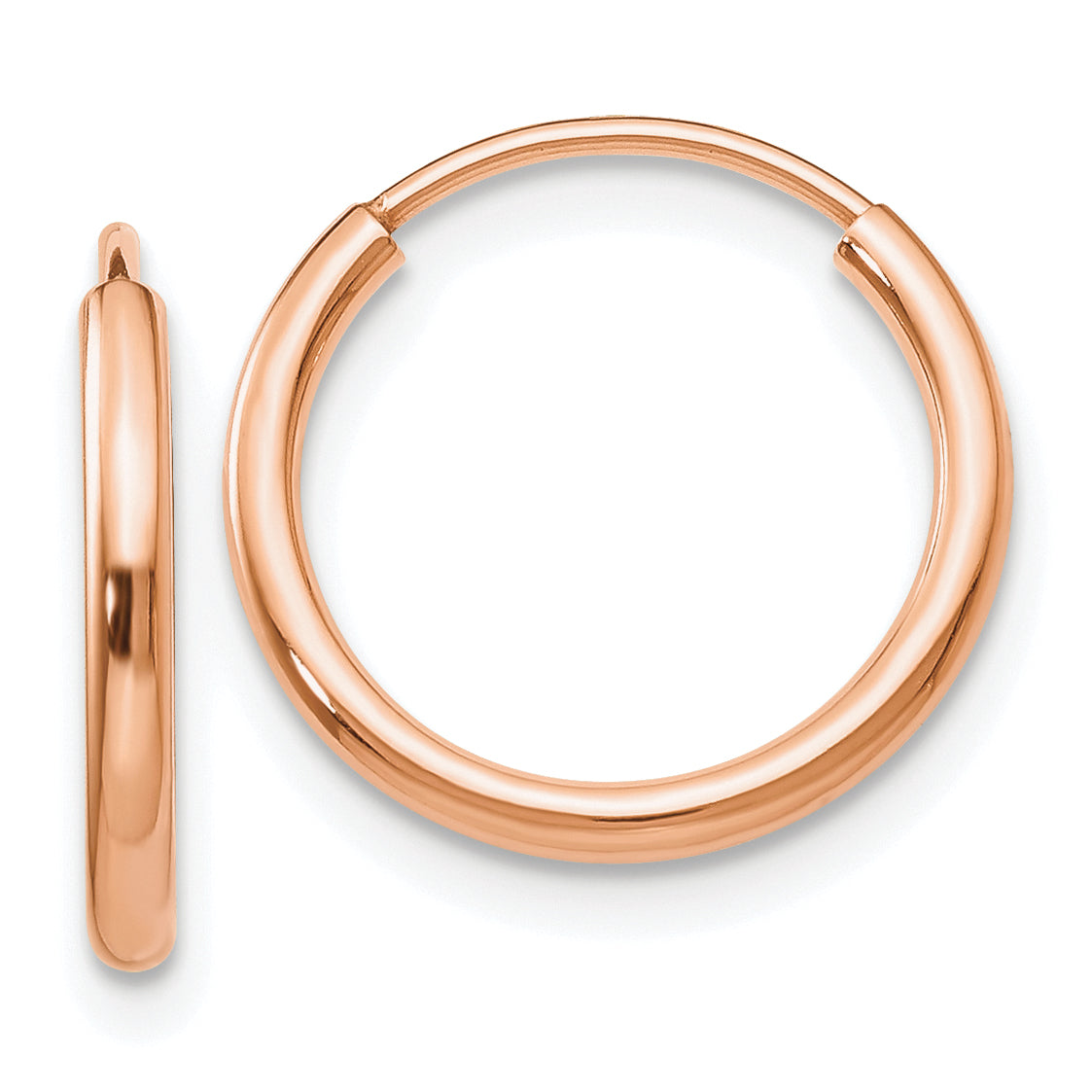 10k Rose Gold Polished Endless Tube Hoop Earrings Main image
