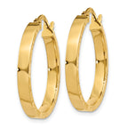 10k Diamond Cut Edge Medium 3mm Polished Hoop Earrings