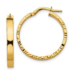 10k Diamond Cut Edge Medium 3mm Polished Hoop Earrings
