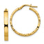 10k Diamond Cut Edge Medium 3mm Polished Hoop Earrings