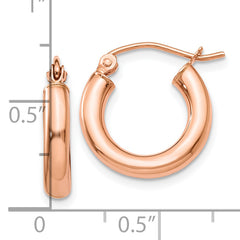 10k Rose Gold 2mm Polished Hoop Earrings
