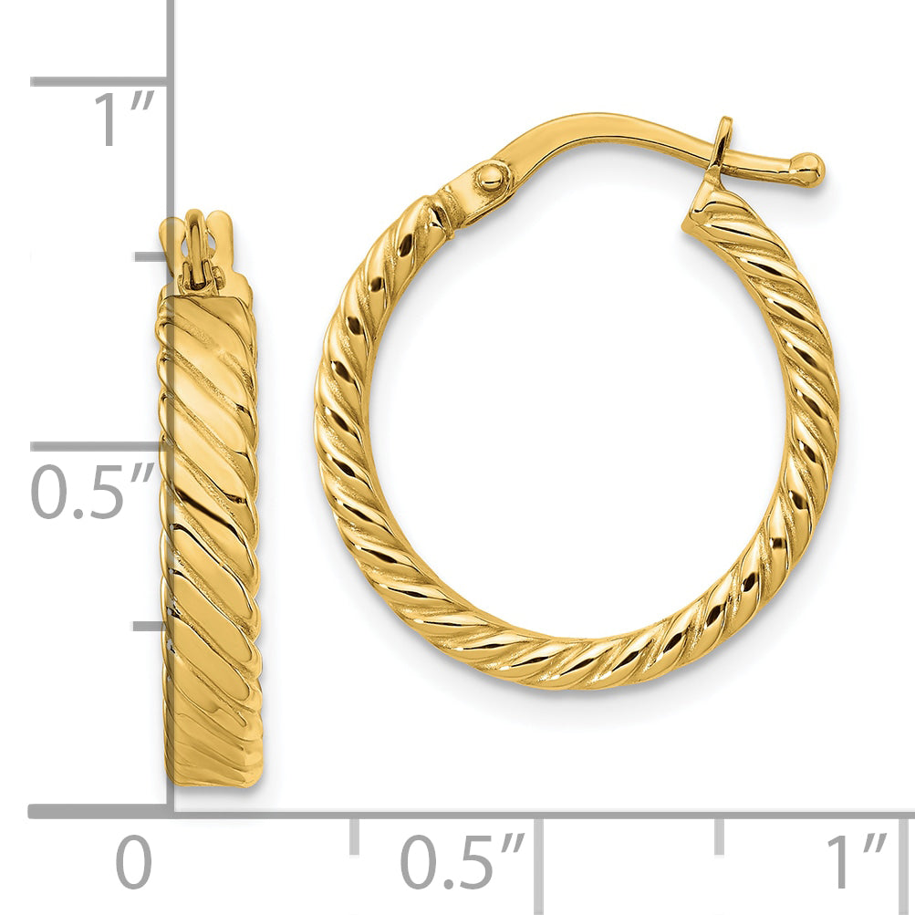 10k Small 3mm Patterned Hoop Earrings