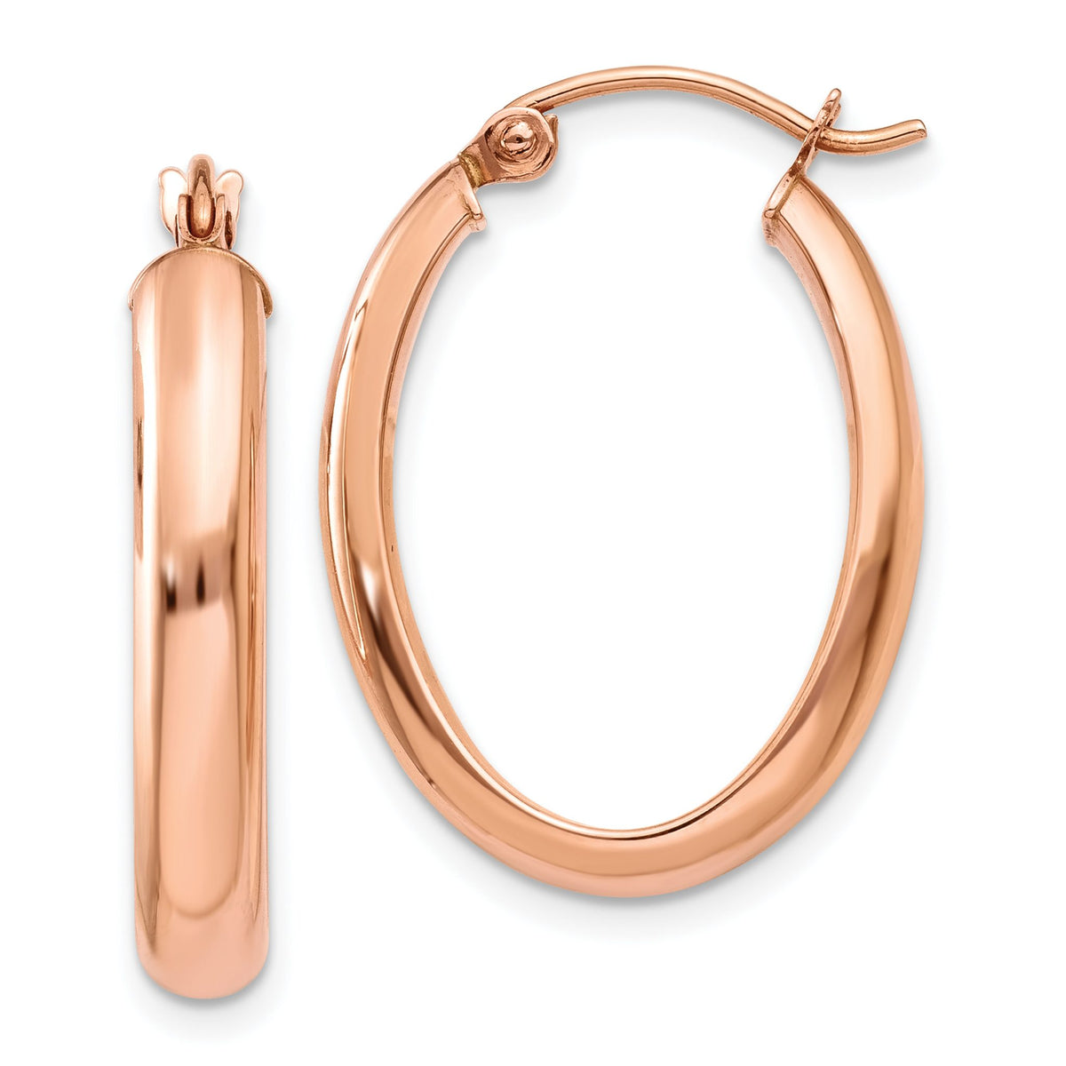 Half-Round Oval Hoop Earrings in 10K Rose Gold, 16.5x23.5mm - Sophia Jewelers Main image