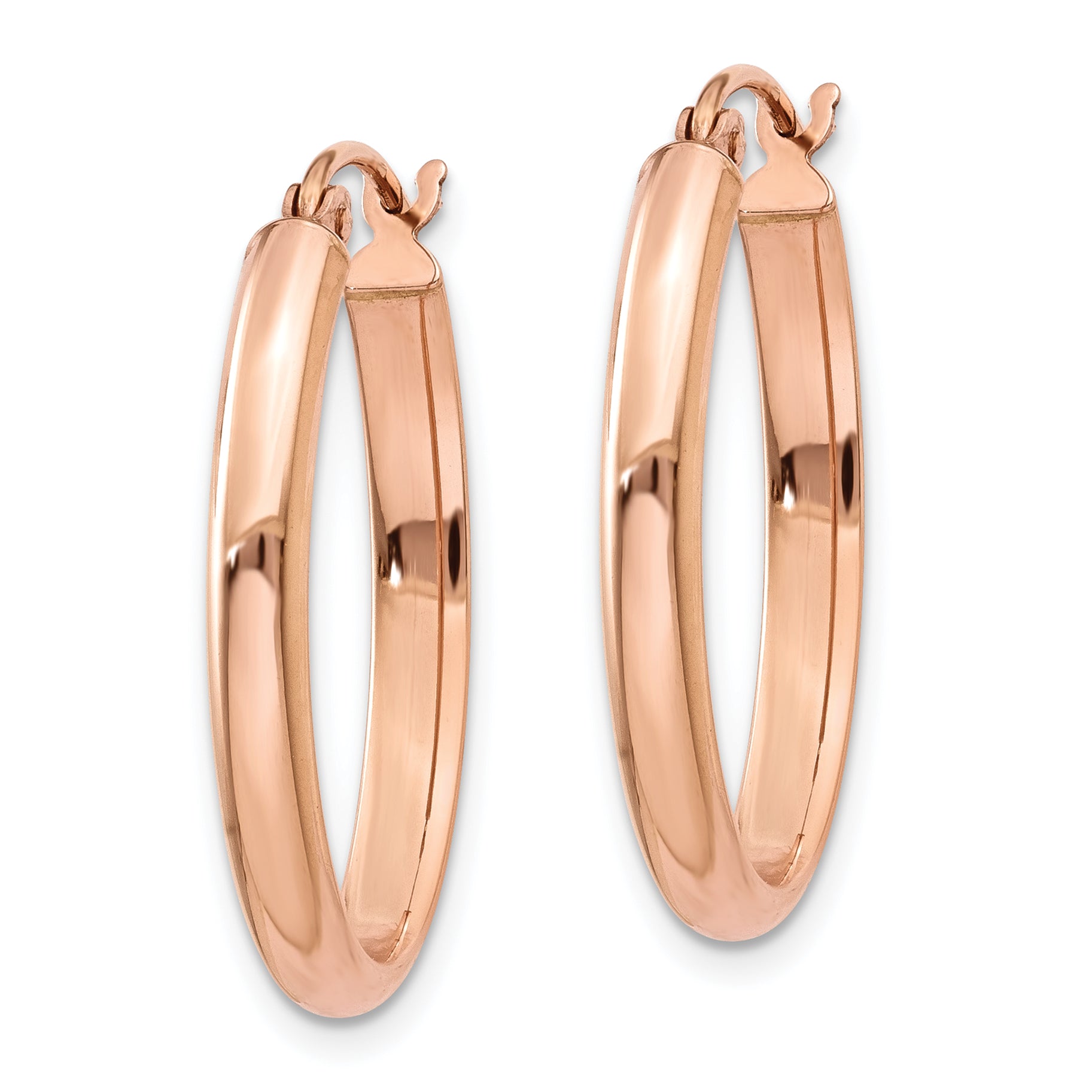 10k Rose Gold Polished Half-Round Oval Hoop Earrings Secondary image