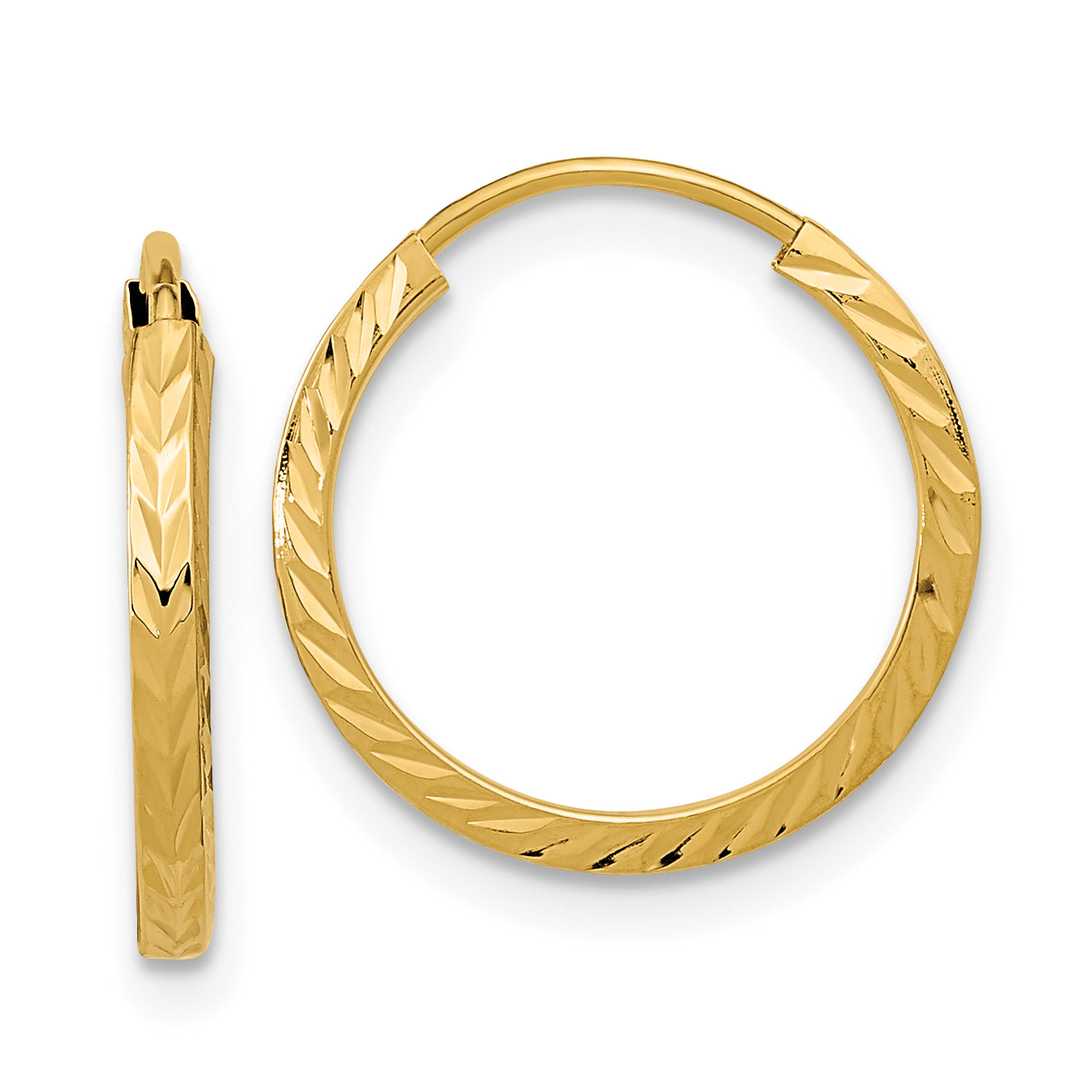 10k Diamond-cut Square Tube Endless Hoop Earrings Main image