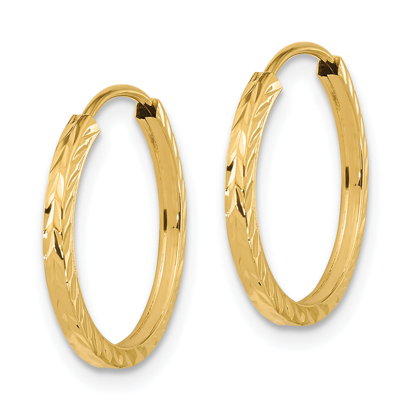 10k Diamond-cut Square Tube Endless Hoop Earrings Secondary image