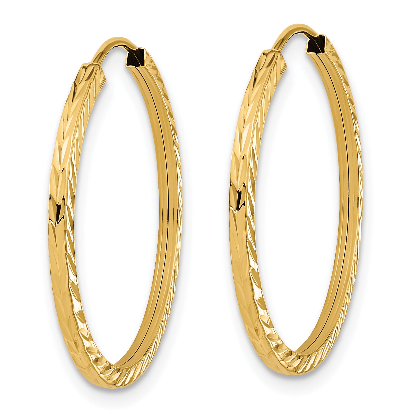 10k Diamond-cut Square Tube Endless Hoop Earrings Secondary image